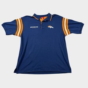 y2k NFL Denver Broncos Polo Shirt Mens XL Embroidered Logo Navy Blue
